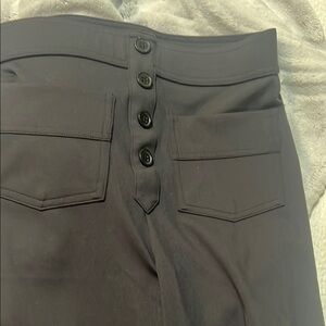 Women faux Black Button-Fly Pants petite